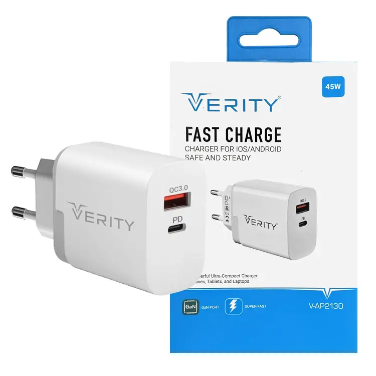شارژر دیواری VERITY مدل 2130 فست شارژ